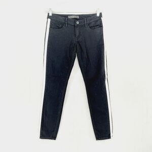 Express Ankle Leggings Stella Low Rise Black Side White Strap Denim Jeans P6731